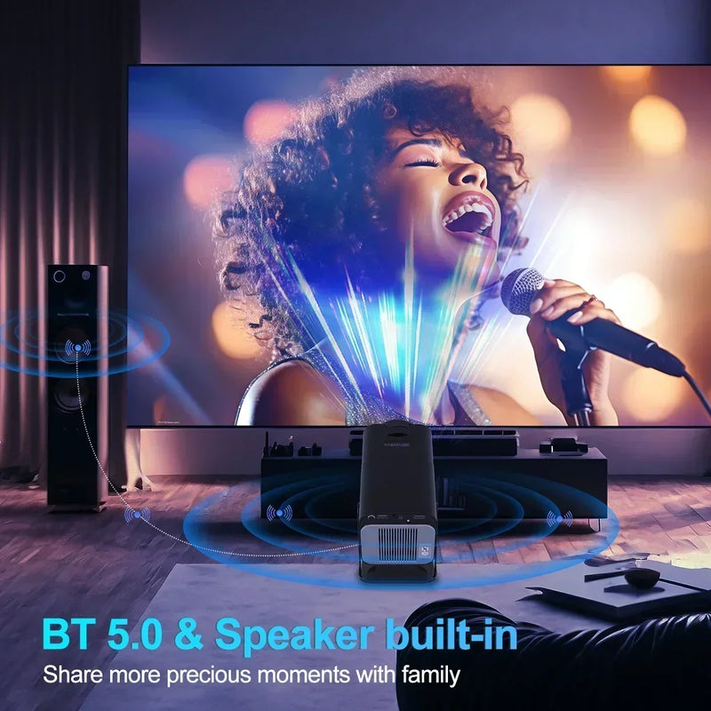 HY320 Mini Newly Native 720P Android 11 4K Projector 300ANSI Wifi6 BT5.0 Cinema Outdoor Portable 180° Rotable Projector